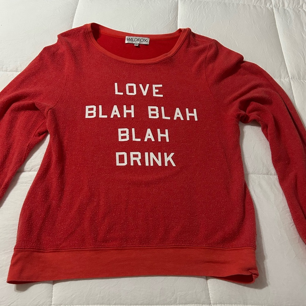 Wildfox Valentines Red Love Blah Blah Blah medium sweatshirt jumper